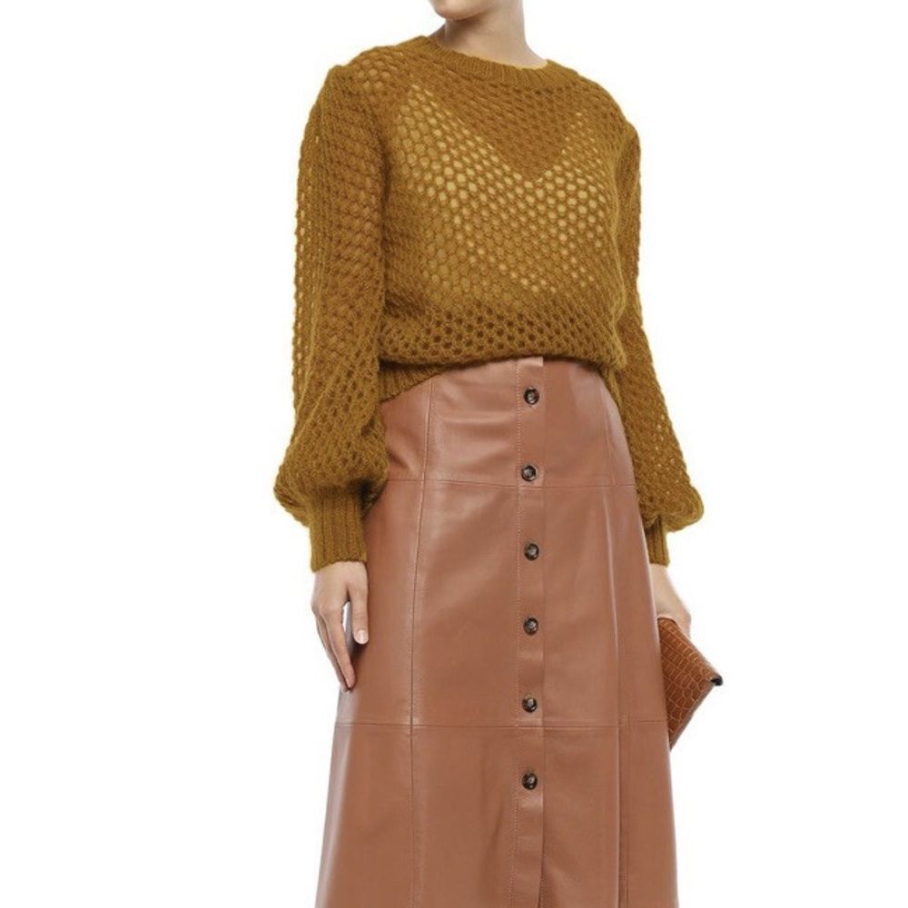 Zimmermann Women’s Unbridled Mustard Honeycomb Mohair Sweater Size 1 AU